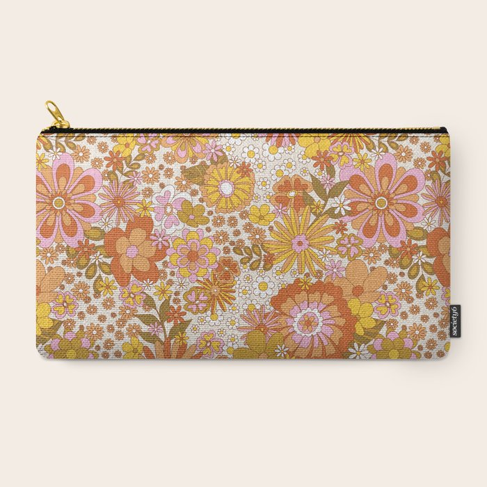 70s Floral Pattern Carry All Pouch