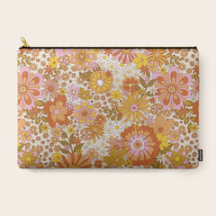 70s Floral Pattern Carry All Pouch