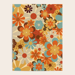 70's Retro Floral Patterned Prints Poster