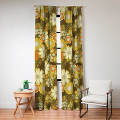 1970s Retro/Vintage Floral Pattern Window Curtain