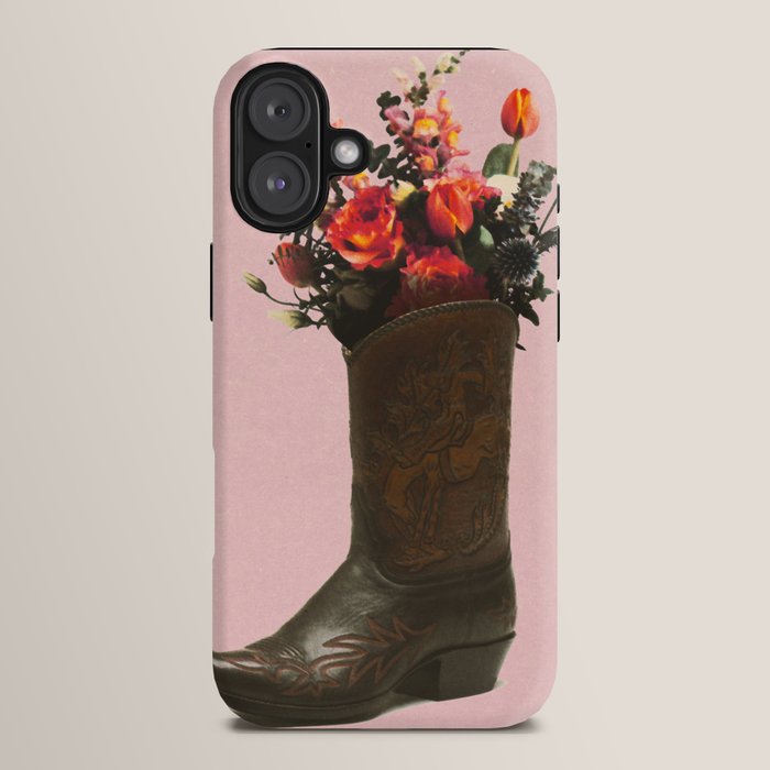 A Cowboy Boot With Spring Bouquet iPhone Case