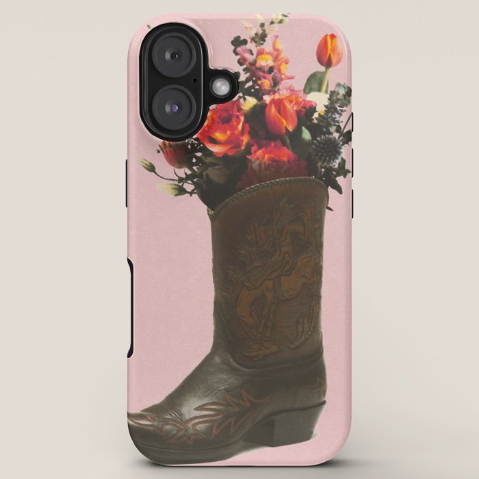 A Cowboy Boot With Spring Bouquet iPhone Case