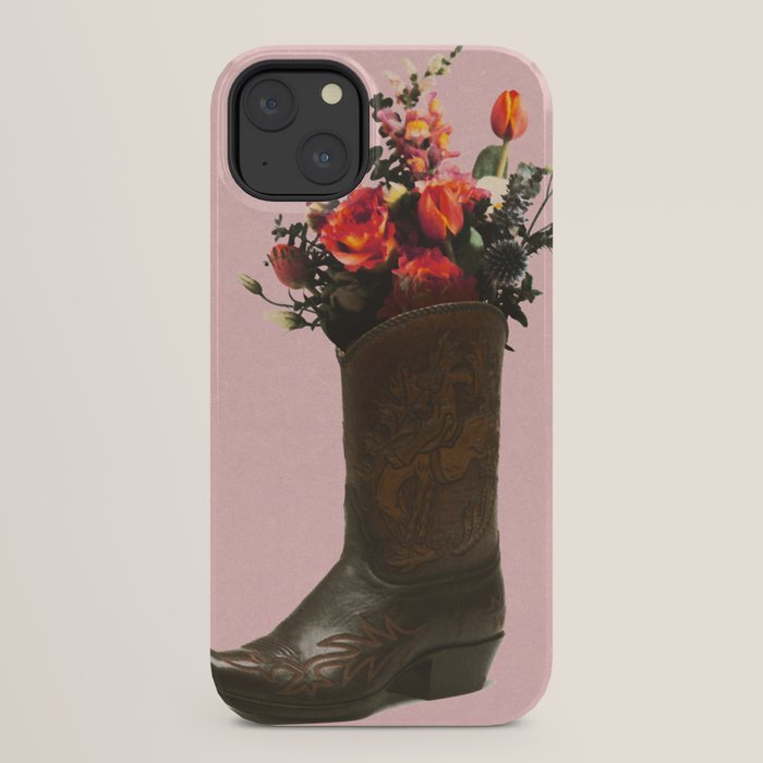 A Cowboy Boot With Spring Bouquet iPhone Case