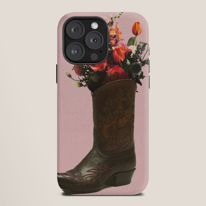 A Cowboy Boot With Spring Bouquet iPhone Case
