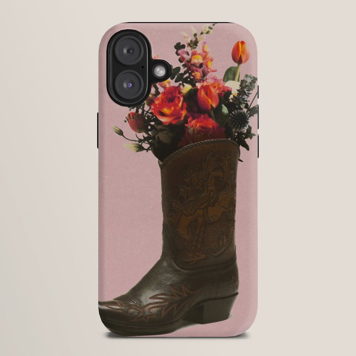A Cowboy Boot With Spring Bouquet iPhone Case