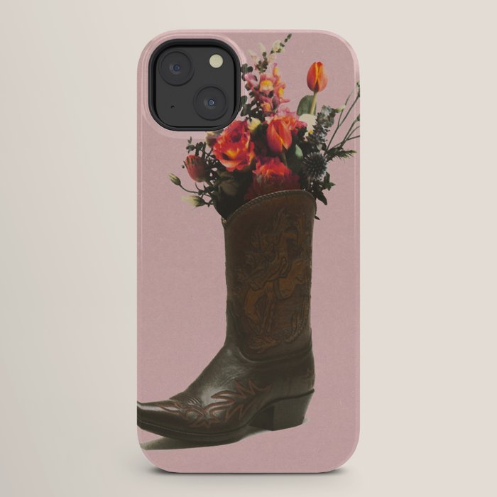 A Cowboy Boot With Spring Bouquet iPhone Case