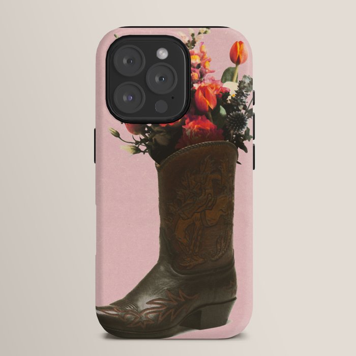 A Cowboy Boot With Spring Bouquet iPhone Case