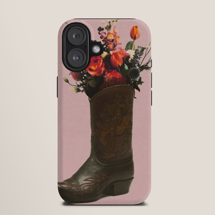 A Cowboy Boot With Spring Bouquet iPhone Case