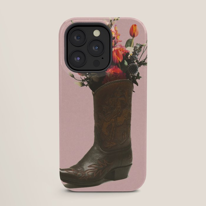 A Cowboy Boot With Spring Bouquet iPhone Case