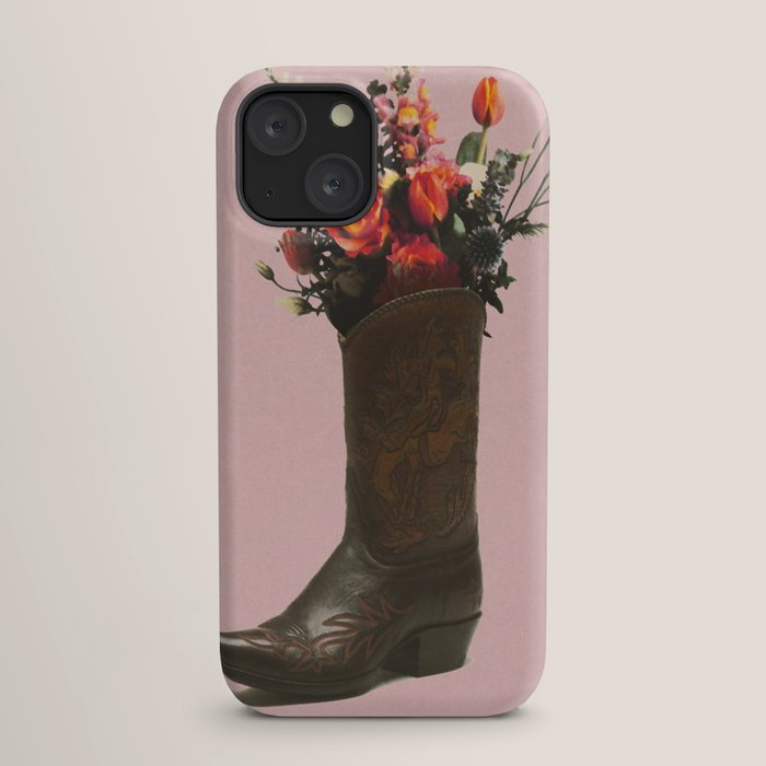 A Cowboy Boot With Spring Bouquet iPhone Case