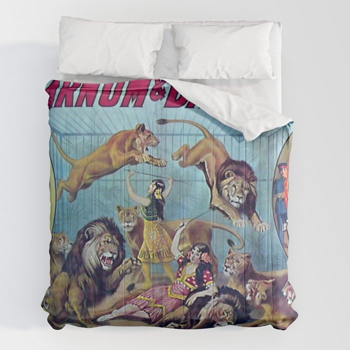 1910 Barnum & Bailey Circus Dancing Lions - M'lle Adgi's Acting Vintage Poster Comforter