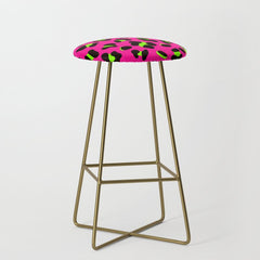 80s Neon Pink and Lime Green Leopard Stool
