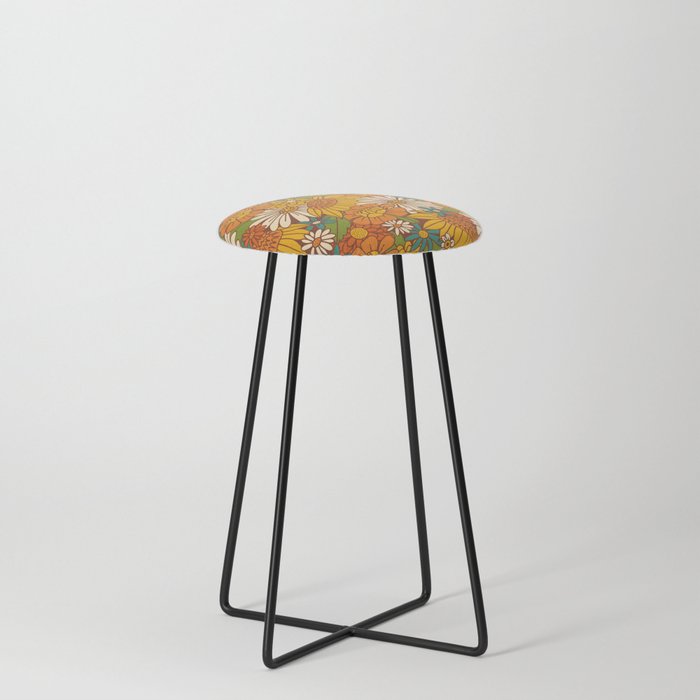 70s Retro Floral Stool