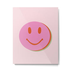 70s retro pink smiles pattern  Metal Print