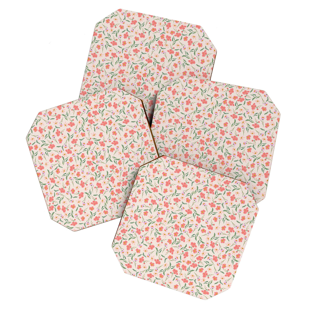 A breath of fresh air - A seamless floral pattern in pinks and reds Coaster
