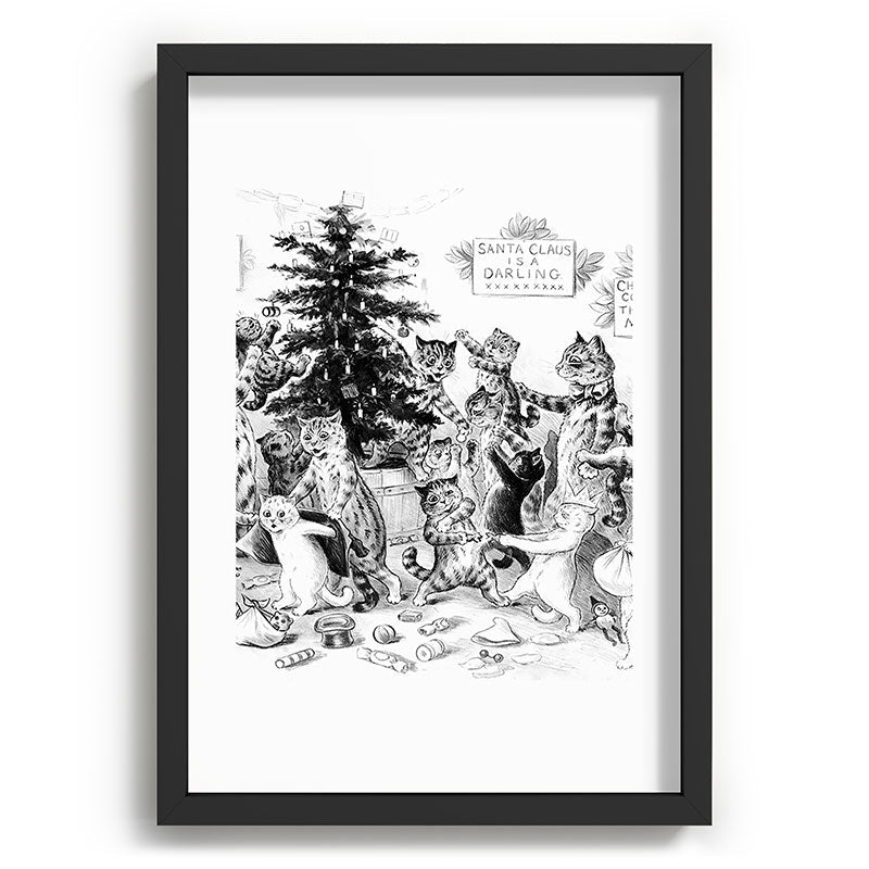 Cats Decorating The Christmas Tree' Vintage Cat Art by Louis Wain Framed Art Print