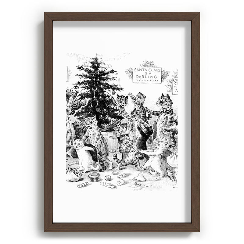Cats Decorating The Christmas Tree' Vintage Cat Art by Louis Wain Framed Art Print