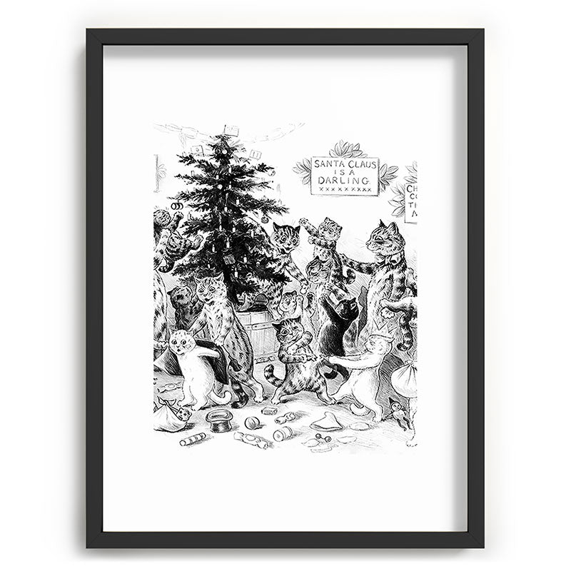 Cats Decorating The Christmas Tree' Vintage Cat Art by Louis Wain Framed Art Print