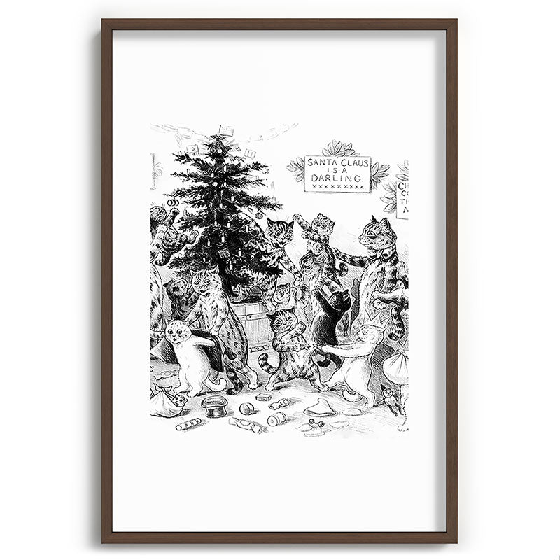 Cats Decorating The Christmas Tree' Vintage Cat Art by Louis Wain Framed Art Print