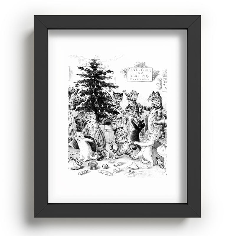 Cats Decorating The Christmas Tree' Vintage Cat Art by Louis Wain Framed Art Print