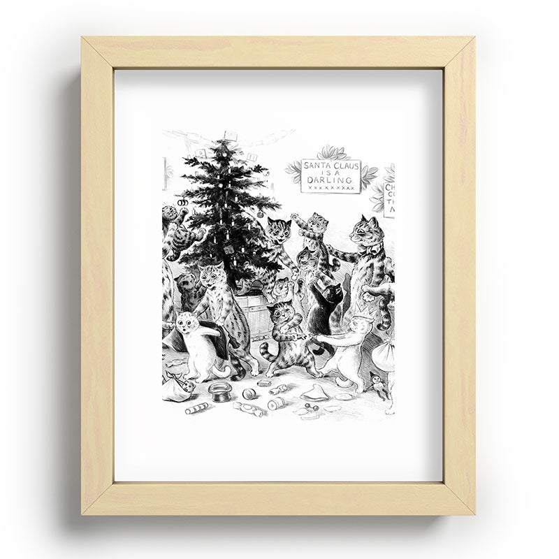 Cats Decorating The Christmas Tree' Vintage Cat Art by Louis Wain Framed Art Print