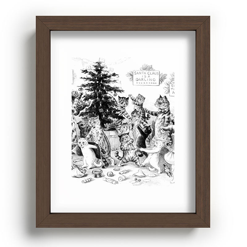 Cats Decorating The Christmas Tree' Vintage Cat Art by Louis Wain Framed Art Print