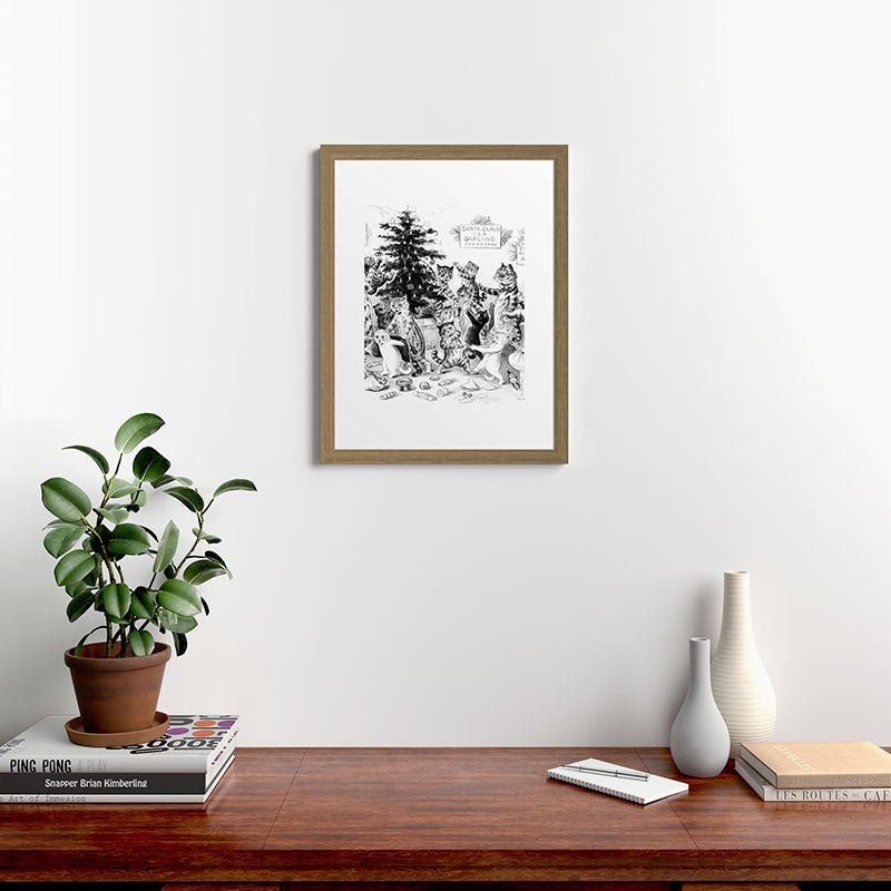 Cats Decorating The Christmas Tree' Vintage Cat Art by Louis Wain Framed Art Print
