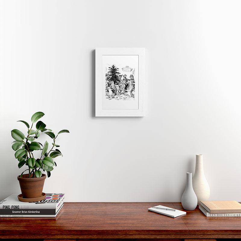 Cats Decorating The Christmas Tree' Vintage Cat Art by Louis Wain Framed Art Print