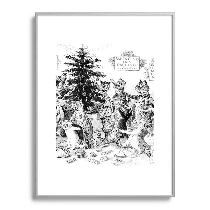 Cats Decorating The Christmas Tree' Vintage Cat Art by Louis Wain Framed Art Print