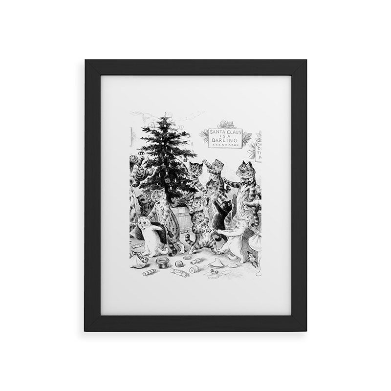 Cats Decorating The Christmas Tree' Vintage Cat Art by Louis Wain Framed Art Print