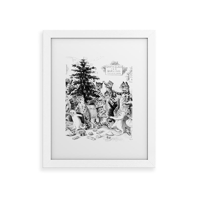 Cats Decorating The Christmas Tree' Vintage Cat Art by Louis Wain Framed Art Print