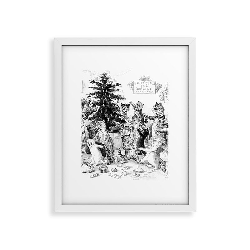 Cats Decorating The Christmas Tree' Vintage Cat Art by Louis Wain Framed Art Print