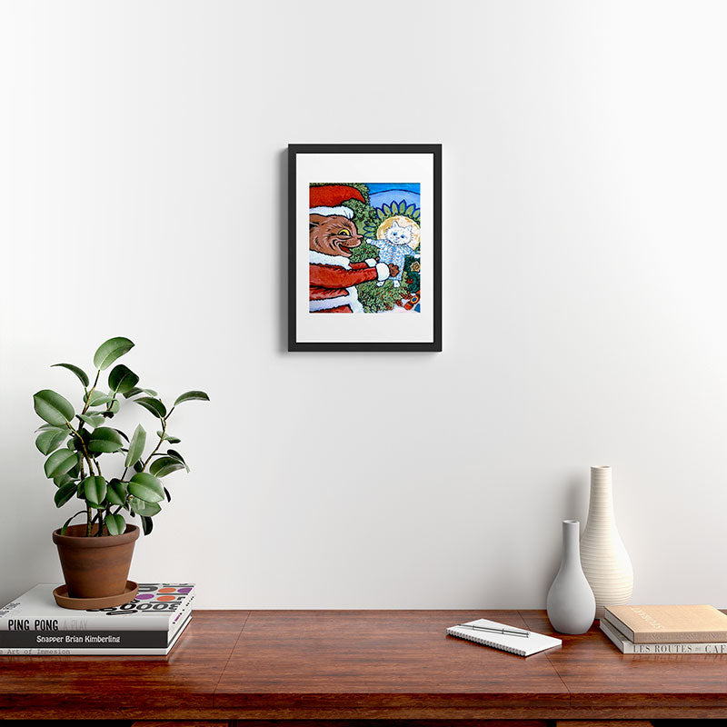 Christmas Gift' Louis Wain Vintage Cat Framed Art Print