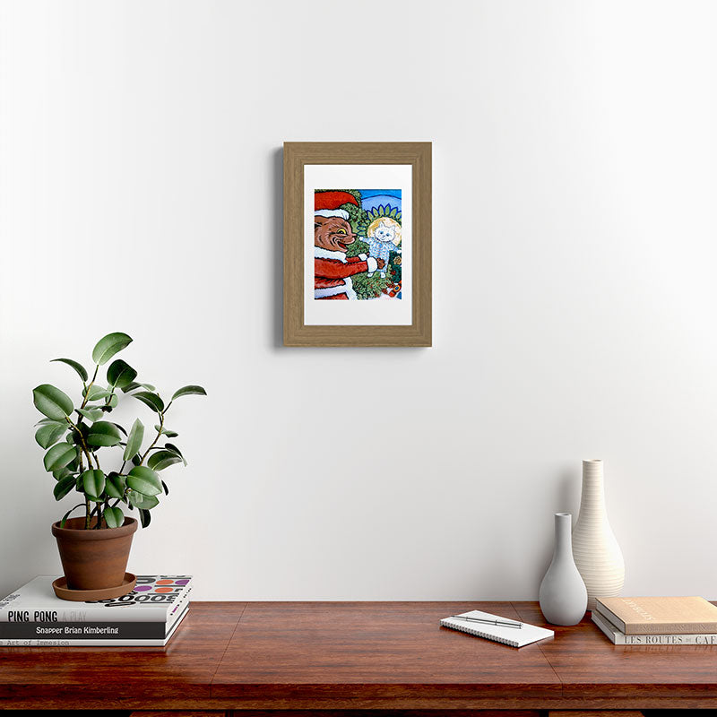 Christmas Gift' Louis Wain Vintage Cat Framed Art Print