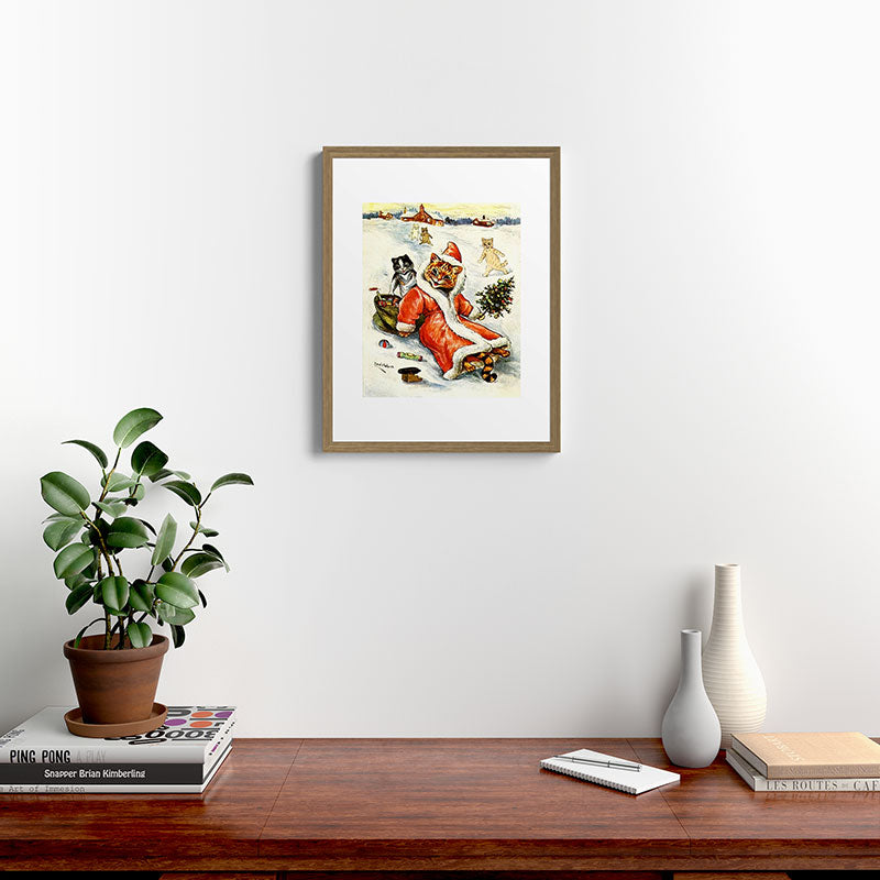 To Wish You A Merry Christmas' by Louis Wain Framed Art Print