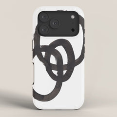 And I Op' Minimalist Ink Line Drawing Abstract Black Brush Strokes Modern Funky Maze by Ejaaz Haniff  iPhone Case