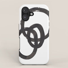 And I Op' Minimalist Ink Line Drawing Abstract Black Brush Strokes Modern Funky Maze by Ejaaz Haniff  iPhone Case