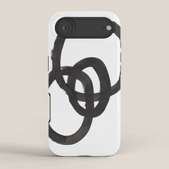 And I Op' Minimalist Ink Line Drawing Abstract Black Brush Strokes Modern Funky Maze by Ejaaz Haniff  iPhone Case