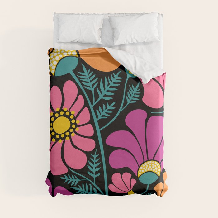 70s Disco Garden Duvet Cover