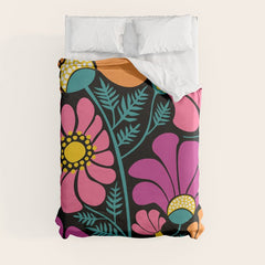 70s Disco Garden Duvet Cover