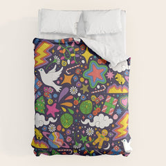 60s 70s psychedelic Modern Christmas Confetti Pattern Comforter