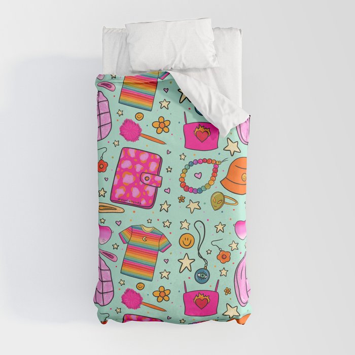 90's Things Print Duvet Cover