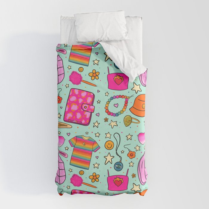 90's Things Print Duvet Cover