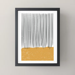 (White Background) Mid Century Modern Minimalist Rothko Inspired Color Field With Lines Geometric Style  Mini Art Print