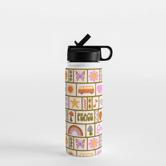 1970s Retro Pop Culture Icons Water Bottle
