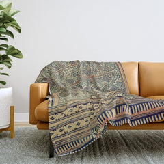 18th Century Indian Tree Textile Digital Art Painting  Throw Blanket