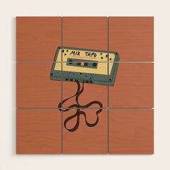 80s Vintage Cassette Mixed Tape  Wood Wall Art