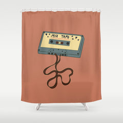 80s Vintage Cassette Mixed Tape  Shower Curtain