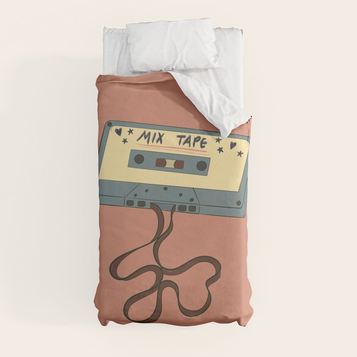 80s Vintage Cassette Mixed Tape  Duvet Cover