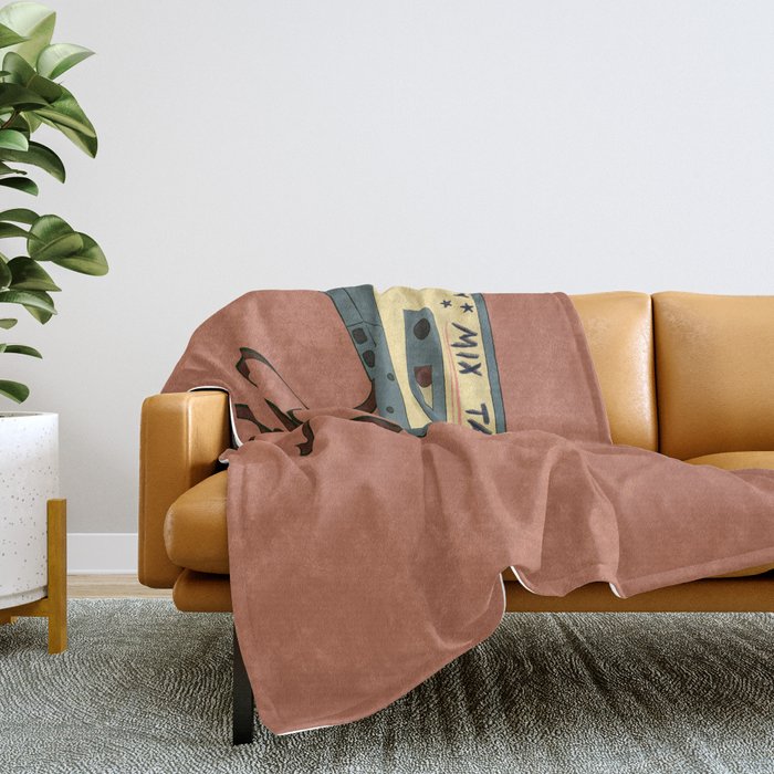 80s Vintage Cassette Mixed Tape  Throw Blanket